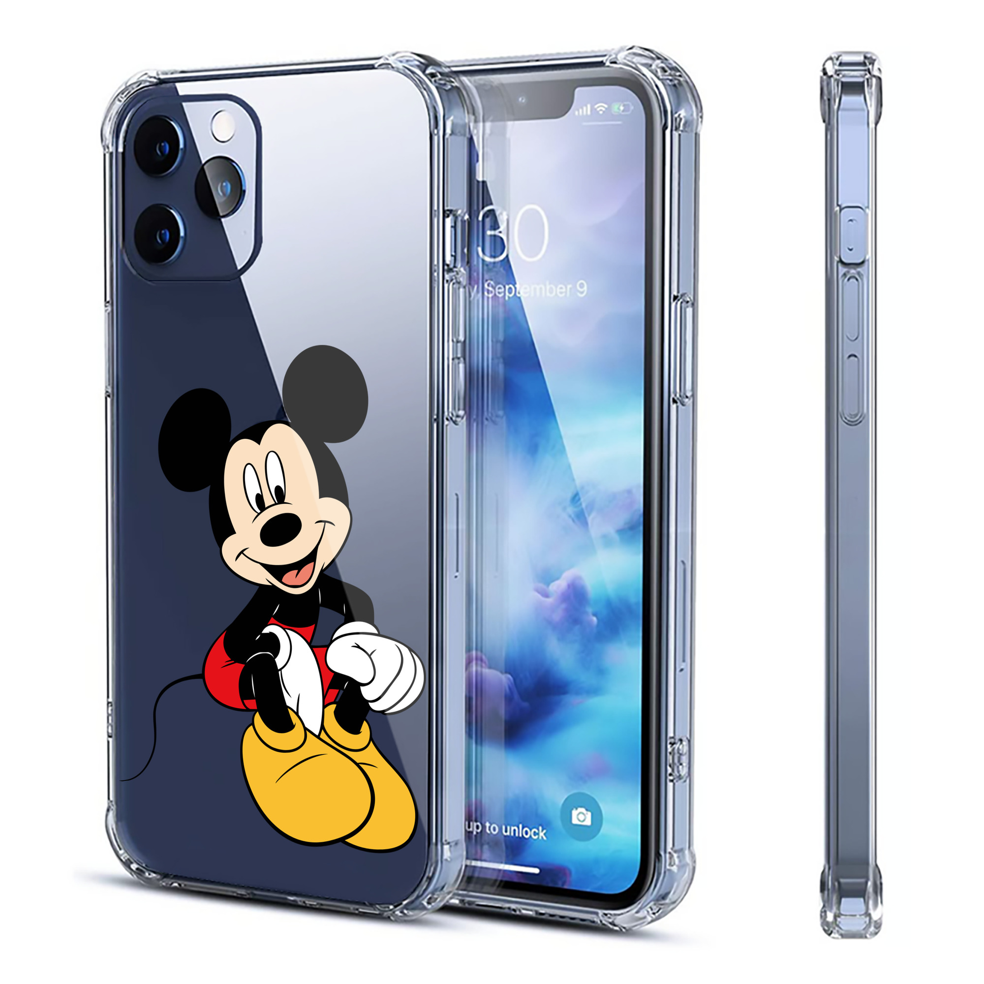 （画像用） ミッキーマウス Mickey Mouse 【iPhone 12シリーズ対応】透明スマホケース（クリアソフトケース）